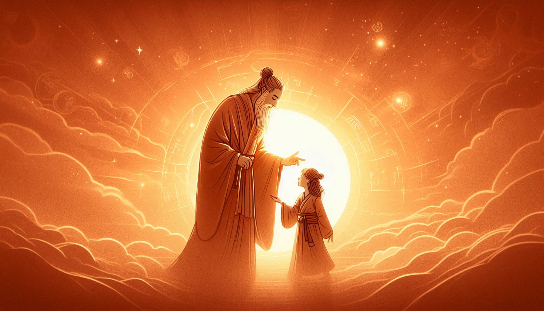 high quality, large illustration image for website with an orange theme and sunrise background. a wi (1)